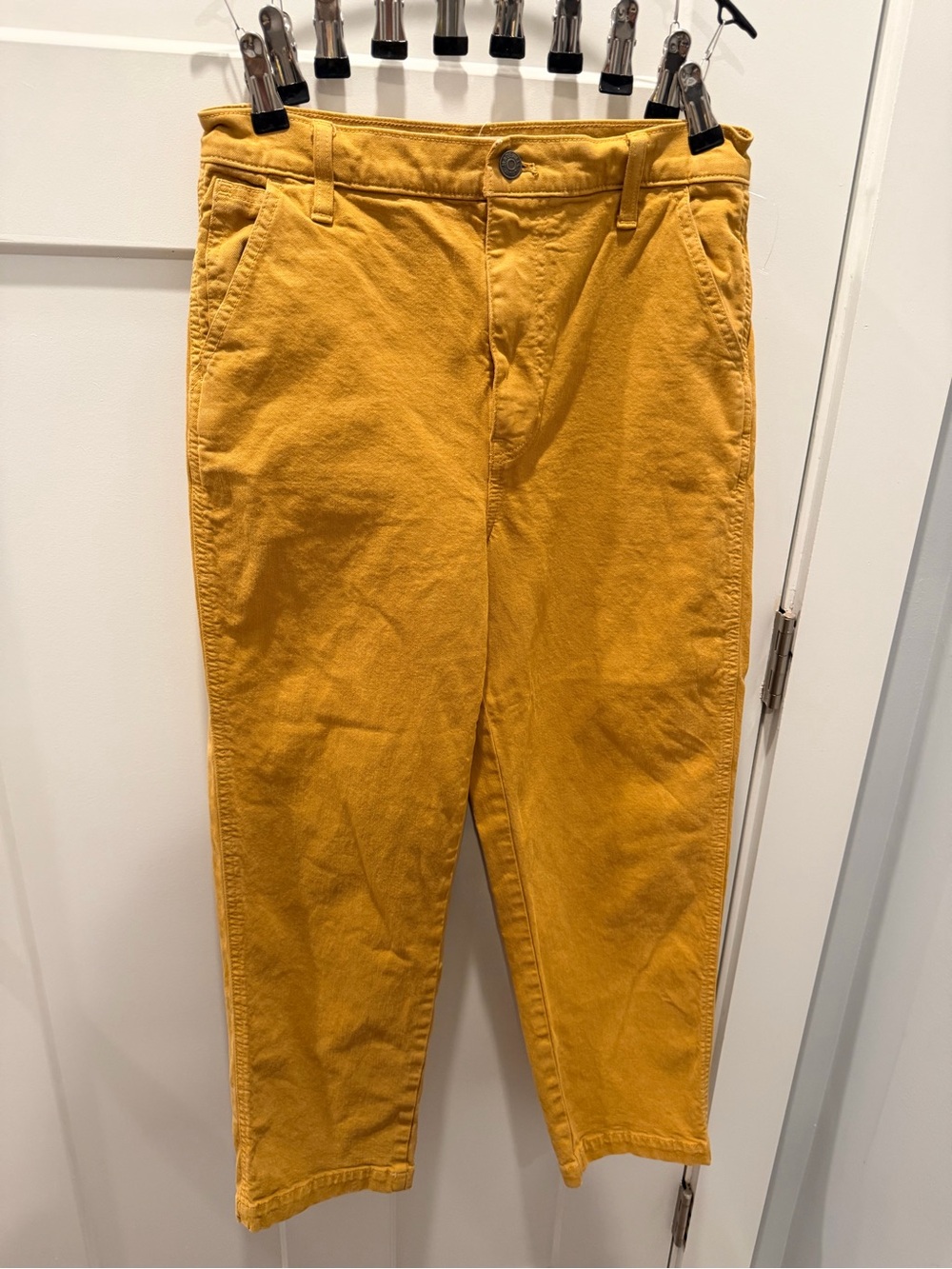 Madewell Size 27 Mustard Cropped Straight Leg Chino Pants Stretch AJ559